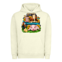 Pigment Pistachio farm truck animals Urban Hoodie - Zillion Design Studio