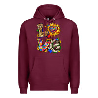 Burgundy autism love Premium Hoodie - Zillion Design Studio