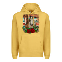 Antique Gold horses with roses Premium Hoodie - RanaPortraitStore