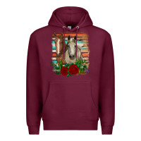 Burgundy horses with roses Premium Hoodie - RanaPortraitStore