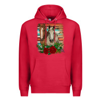 Cardinal horses with roses Premium Hoodie - RanaPortraitStore