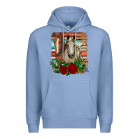 Colony Blue horses with roses Premium Hoodie - RanaPortraitStore