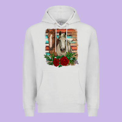 Horses With Roses Premium Hoodie Designed By Ranaportraitstore