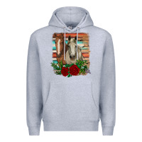 Heather Grey horses with roses Premium Hoodie - RanaPortraitStore