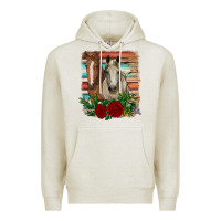 Oatmeal Heather horses with roses Premium Hoodie - RanaPortraitStore