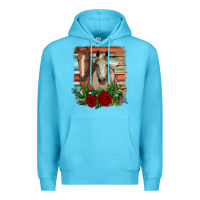 Ocean Blue horses with roses Premium Hoodie - RanaPortraitStore
