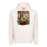 Pale Pink horses with roses Premium Hoodie - RanaPortraitStore