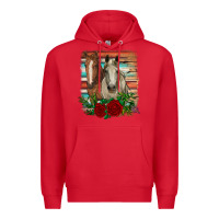 Red horses with roses Premium Hoodie - RanaPortraitStore