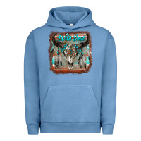 Pigment Pebble Blue wild soul boho skull with background Urban Hoodie - RanaPortraitStore