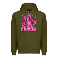 Army Green Tackle Cancer with Sunflower Premium Hoodie - texasbilliewilder