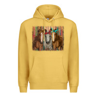 Antique Gold horses with bandanas Premium Hoodie - RanaPortraitStore