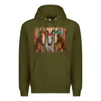 Army Green horses with bandanas Premium Hoodie - RanaPortraitStore