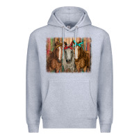Heather Grey horses with bandanas Premium Hoodie - RanaPortraitStore