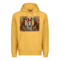 Mustard horses with bandanas Premium Hoodie - RanaPortraitStore