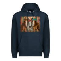 Navy horses with bandanas Premium Hoodie - RanaPortraitStore
