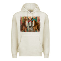 Oatmeal Heather horses with bandanas Premium Hoodie - RanaPortraitStore