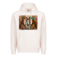 Pale Pink horses with bandanas Premium Hoodie - RanaPortraitStore
