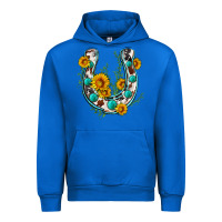 Cobalt cowhide sunflower horseshoe Urban Hoodie - Zillion Design Studio
