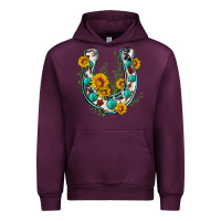 Mauve Wine cowhide sunflower horseshoe Urban Hoodie - Zillion Design Studio