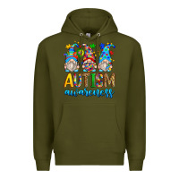 Army Green autism awareness gnomes Premium Hoodie - Zillion Design Studio