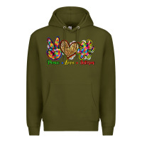 Army Green peace love autism Premium Hoodie - Zillion Design Studio