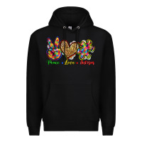 Black peace love autism Premium Hoodie - Zillion Design Studio