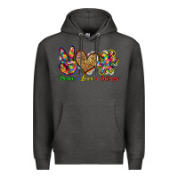 Charcoal Heather peace love autism Premium Hoodie - Zillion Design Studio