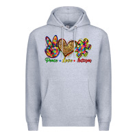 Heather Grey peace love autism Premium Hoodie - Zillion Design Studio