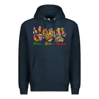 Navy peace love autism Premium Hoodie - Zillion Design Studio