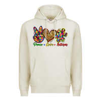 Oatmeal Heather peace love autism Premium Hoodie - Zillion Design Studio