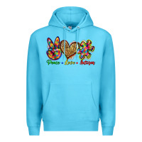Ocean Blue peace love autism Premium Hoodie - Zillion Design Studio