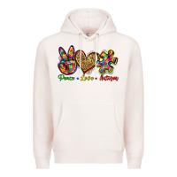 Pale Pink peace love autism Premium Hoodie - Zillion Design Studio