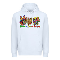 White peace love autism Premium Hoodie - Zillion Design Studio