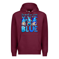 Burgundy in april we wear blue autism gnomes Premium Hoodie - Zillion Design Studio