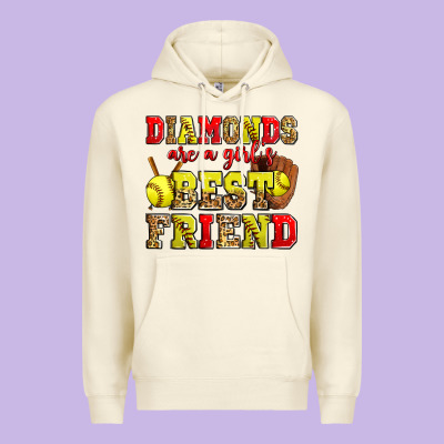 Diamonds Are A Girl's Best Friend Softball Premium Hoodie Designed By Zillion Design Studio