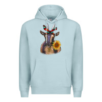 Blue Mist sunflower aztec ribbon goat Premium Hoodie - RanaPortraitStore