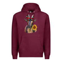 Burgundy sunflower aztec ribbon goat Premium Hoodie - RanaPortraitStore