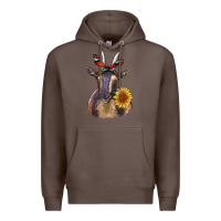 Coffee sunflower aztec ribbon goat Premium Hoodie - RanaPortraitStore