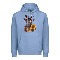 Colony Blue sunflower aztec ribbon goat Premium Hoodie - RanaPortraitStore