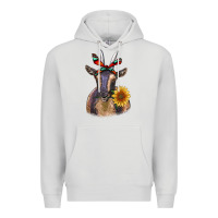 Dove Grey sunflower aztec ribbon goat Premium Hoodie - RanaPortraitStore