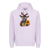 Lilac sunflower aztec ribbon goat Premium Hoodie - RanaPortraitStore