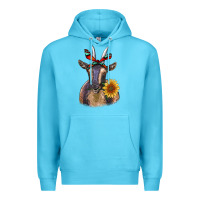 Ocean Blue sunflower aztec ribbon goat Premium Hoodie - RanaPortraitStore
