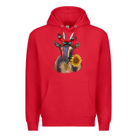Red sunflower aztec ribbon goat Premium Hoodie - RanaPortraitStore