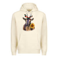 Sandshell sunflower aztec ribbon goat Premium Hoodie - RanaPortraitStore