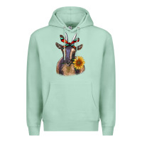 Seafoam sunflower aztec ribbon goat Premium Hoodie - RanaPortraitStore