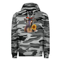 Slate Camo sunflower aztec ribbon goat Premium Hoodie - RanaPortraitStore