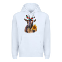 White sunflower aztec ribbon goat Premium Hoodie - RanaPortraitStore