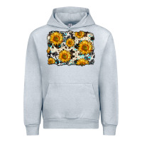 Heather Grey cowhide sunflower pattern Urban Hoodie - Zillion Design Studio