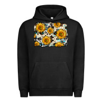 Pigment Black cowhide sunflower pattern Urban Hoodie - Zillion Design Studio