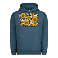 Pigment Midnight Navy cowhide sunflower pattern Urban Hoodie - Zillion Design Studio